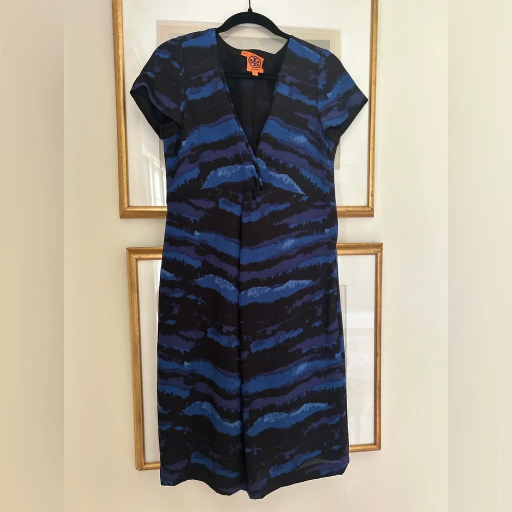 Tory Burch Blue and Black Midi Dress